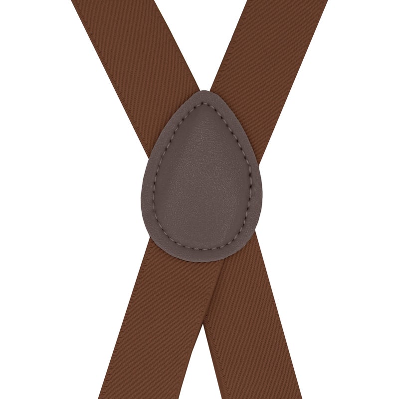 Dibi Brown Suspenders for Men, Adjustable X Back 4 Strong Clips - Image 2